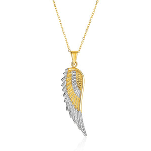 Angel Wing Pendant 14k Gold Necklace - Roteiro Jewelry