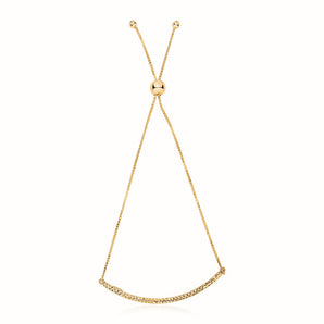 14k Gold Curved Bar Lariat Style Bracelet - Roteiro Jewelry