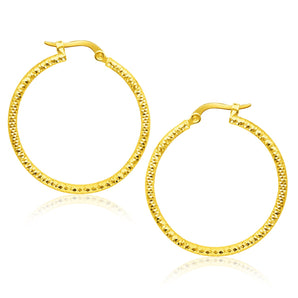 Tube Textured Round Hoop Earrings