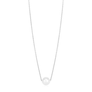 White Gold Pearl Solitaire Necklace