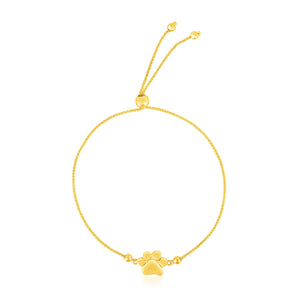 Adjustable Paw Print 14k gold Bracelet - Roteiro Jewelry