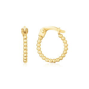 Bead Hinged Hoop Earrings 14k Gold Jewelry - Roteiro Jewelry