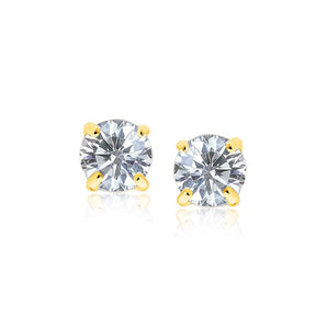 Stud Earrings with White Hue Faceted Cubic Zirconia