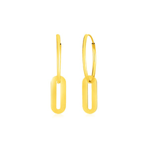 Huggie Style Hoop Earrings with Paperclip Link Drops