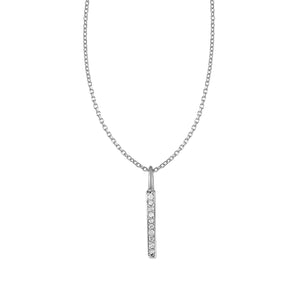 14k White Gold Bar Pendant with Diamonds - Roteiro Jewelry