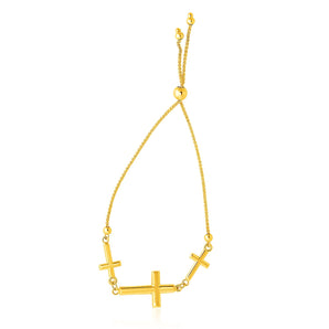 Adjustable Religious Bracelet with Three Crosses - Roteiro Jewelry