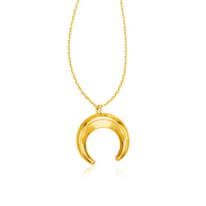 Necklace with Domed Moon Motif Pendant