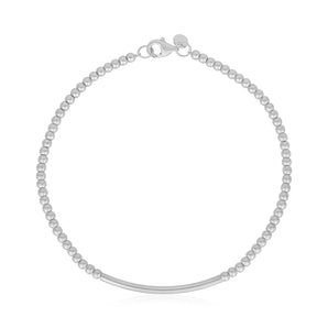 14k White Gold Bead Bar Bracelet - Roteiro Jewelry