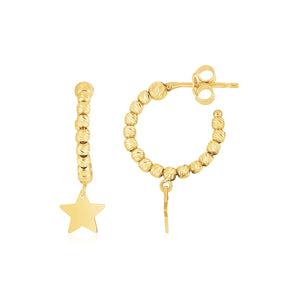 Drop Star Charm Beaded Hoop Earrings