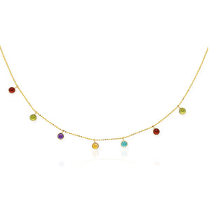 Cable Chain Necklace with Round Multi-Tone Charms