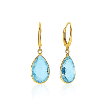 Drop Earrings with Pear-Shaped Blue Topaz Briolettes roteirojewelry