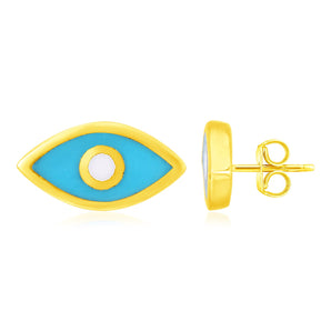 Blue Evil Eye Earrings with Enamel