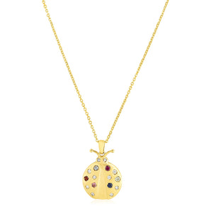 Ladybug Gemstone Inlay Necklace