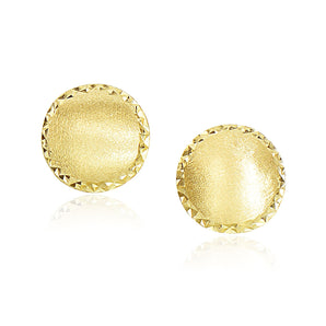 Dome Satin Finish Earrings with Diamond Cut Edge