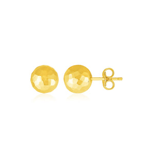 Gold Ball Earrings with Faceted Texture (5 mm) - Roteiro Jewelry