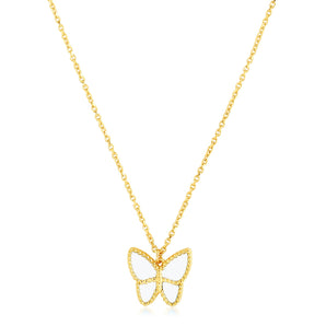 Butterfly Peral Paste Necklace